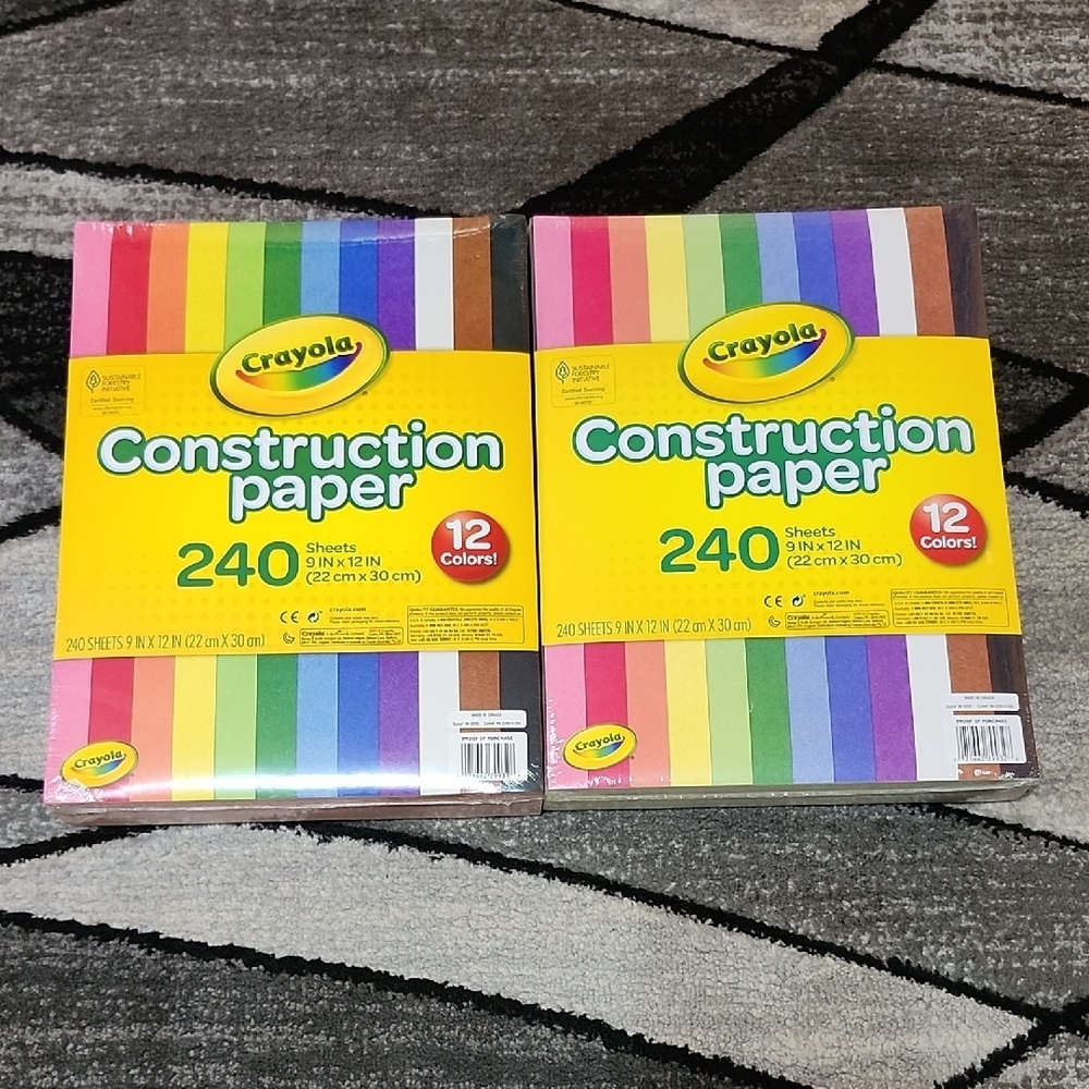SET-OF-2 CRAYOLA 9"X12" ASSORTED COLORS 240 SHEETS CONSTRUCTION PAPER